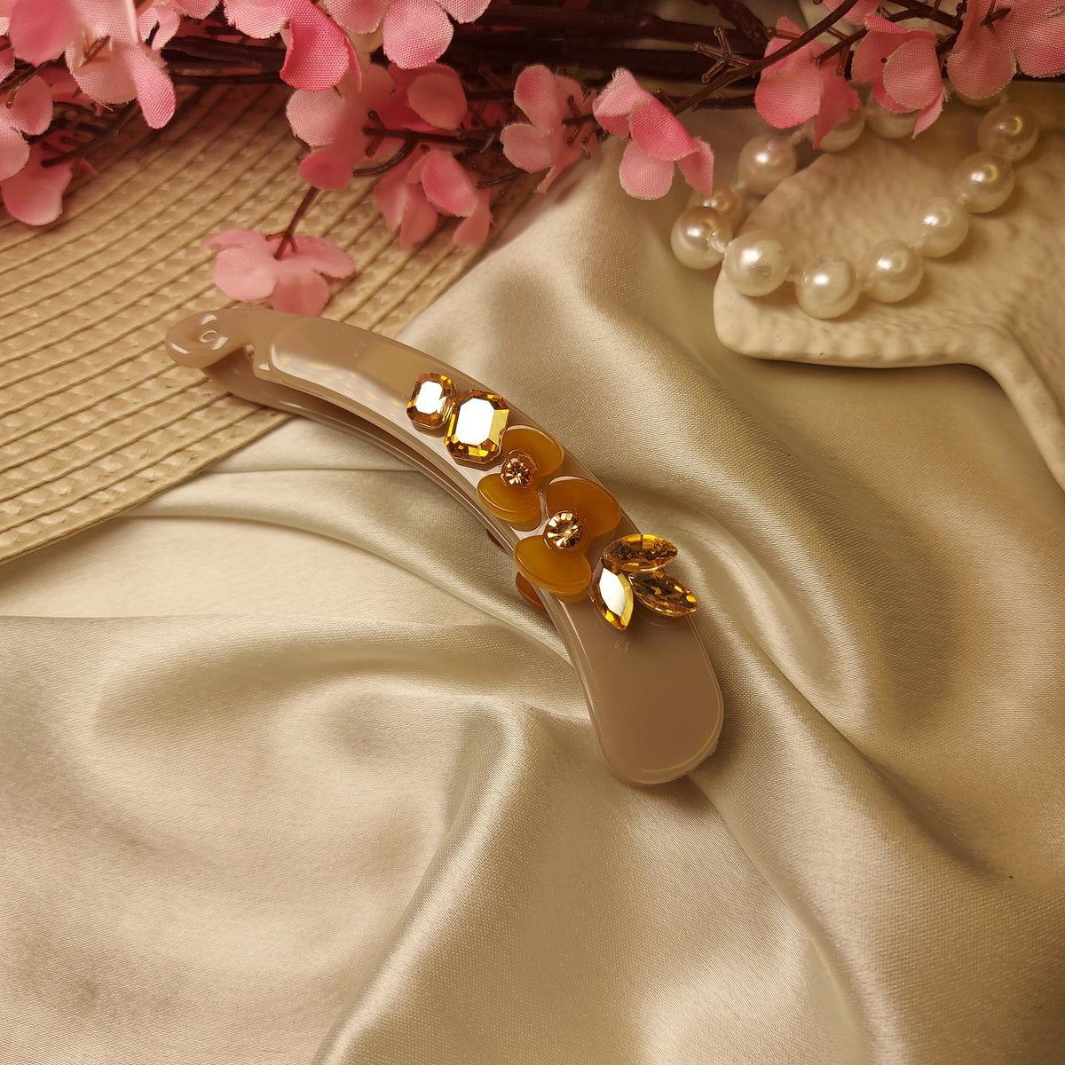 BOFEINI STUDDED BANANA HAIRCLIP for Women – 9CM | Strong Grip Hair Clip | Daily & Party Wear