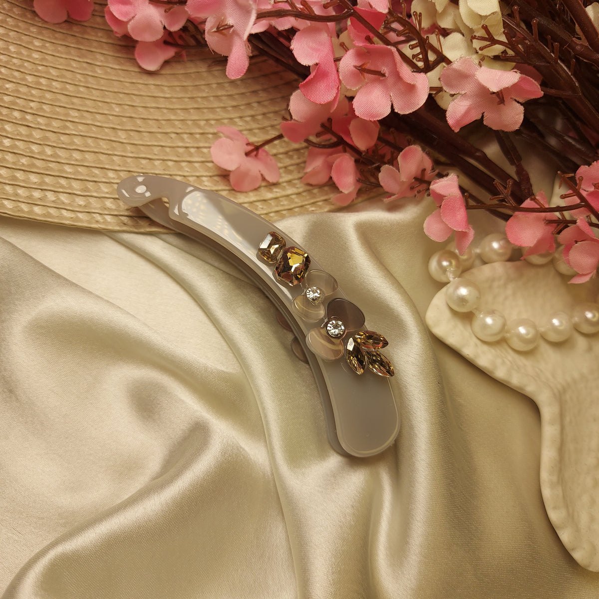 BOFEINI STUDDED BANANA HAIRCLIP for Women – 9CM | Strong Grip Hair Clip | Daily & Party Wear