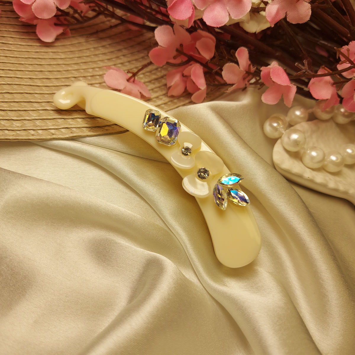 BOFEINI STUDDED BANANA HAIRCLIP for Women – 9CM | Strong Grip Hair Clip | Daily & Party Wear
