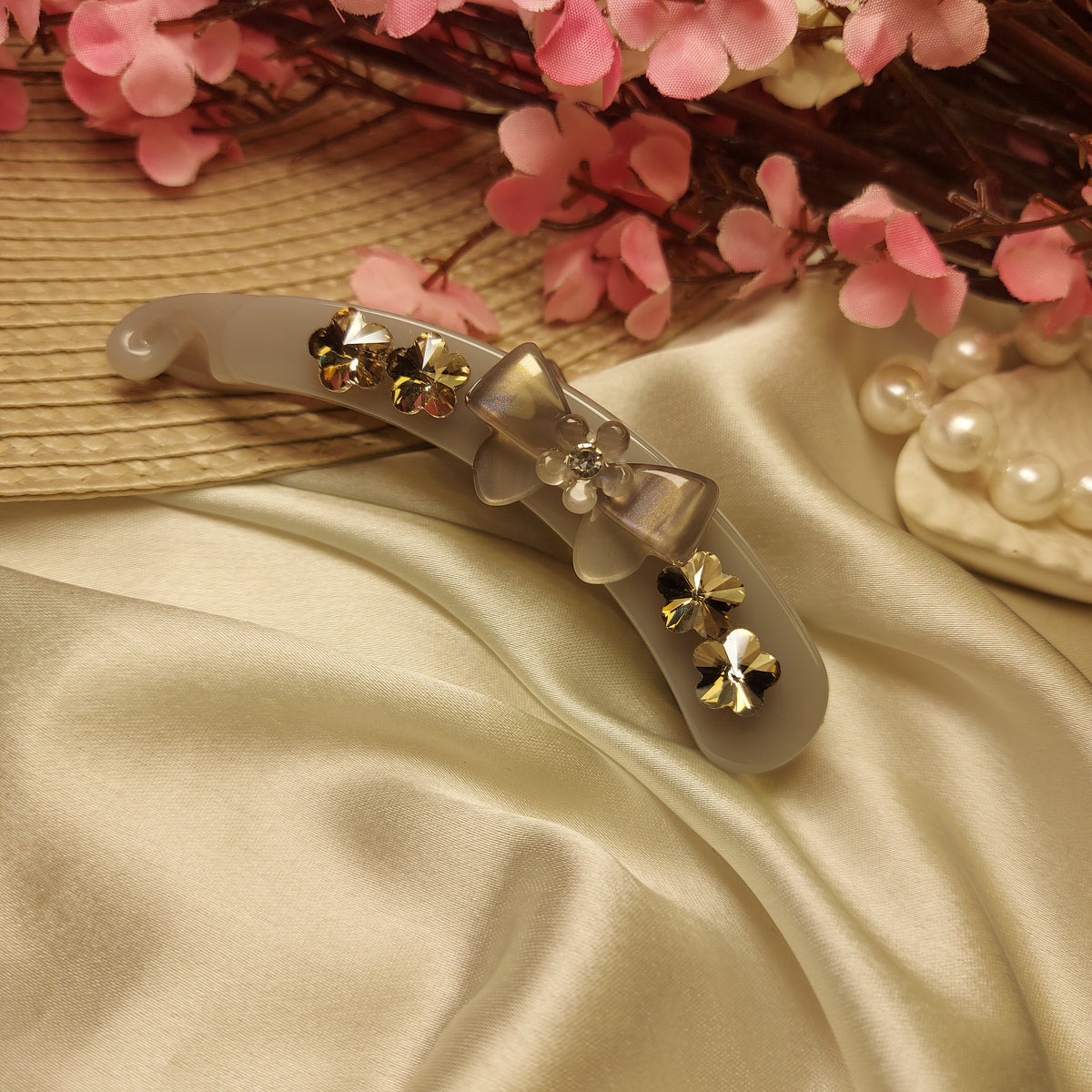 BOFEINI STUDDED BANANA HAIRCLIP for Women – 9CM | Strong Grip Hair Clip | Daily & Party Wear