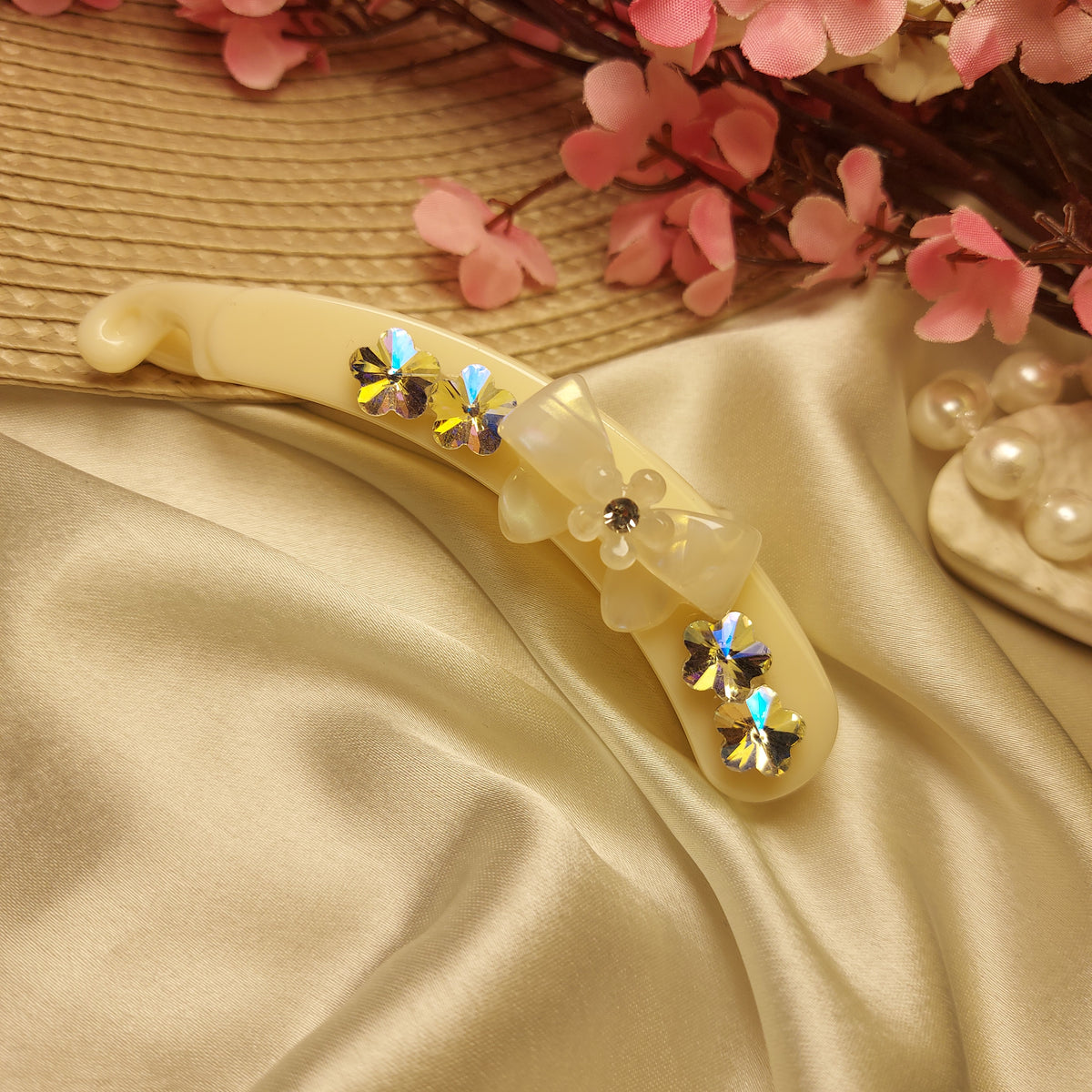 BOFEINI STUDDED BANANA HAIRCLIP for Women – 9CM | Strong Grip Hair Clip | Daily & Party Wear