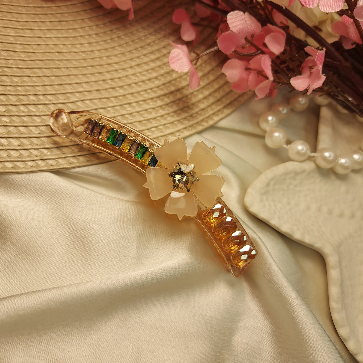 STUDDED BANANA HAIRCLIP for Women – 10CM | Strong Grip Hair Clip | Daily & Party Wear