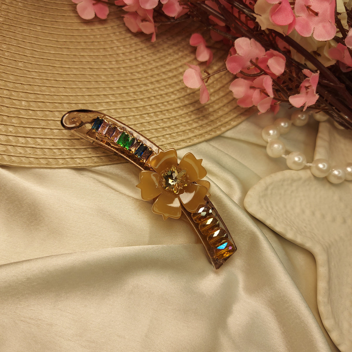 STUDDED BANANA HAIRCLIP for Women – 10CM | Strong Grip Hair Clip | Daily & Party Wear