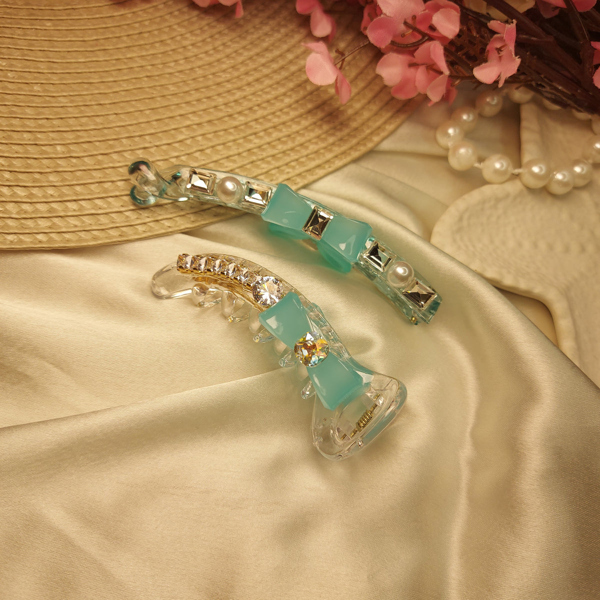 STUDDED BANANA HAIRCLIP for Women – 10CM (set of 2) | Strong Grip Hair Clip | Daily & Party Wear