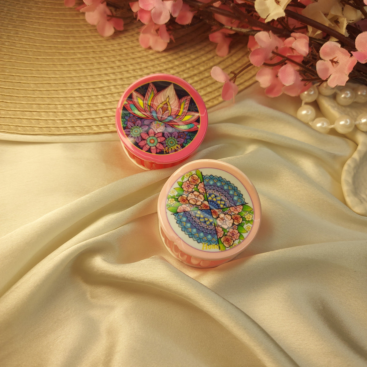 Honey Bohemian Mandala Bloom Claw Clip Set of 2– Premium Acrylic Hair Claws -5CM