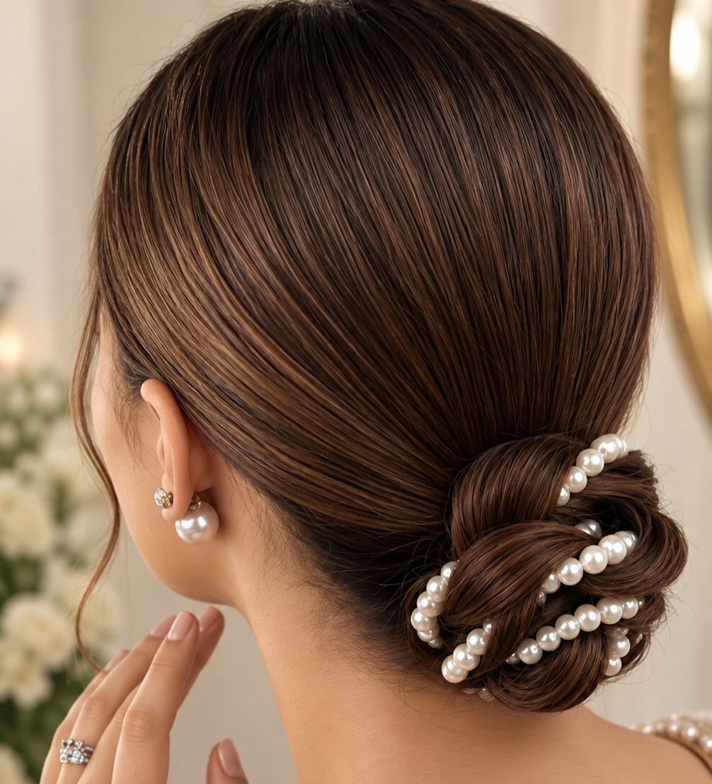 Pearl Hair Styling Chain – Multiway Bun & Hairstyle Accessory - Set of 2