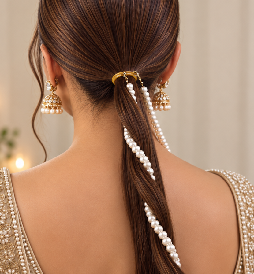 Pearl Hair Styling Chain – Multiway Bun & Hairstyle Accessory - Set of 2