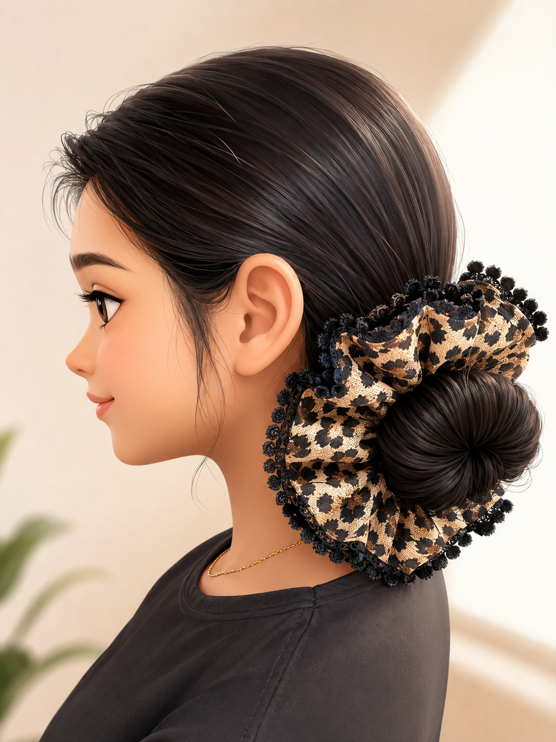 Mocha Leopard Lace Scrunchie