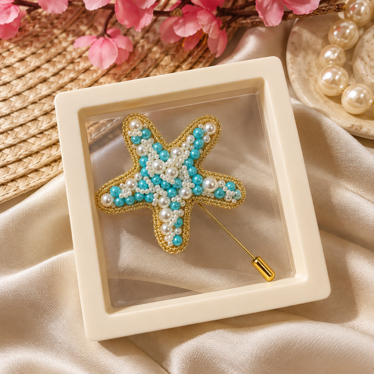 Starry Knight - Handcrafted Beaded Flower Lapel Pin – Elegant Brooch for Men & Women
