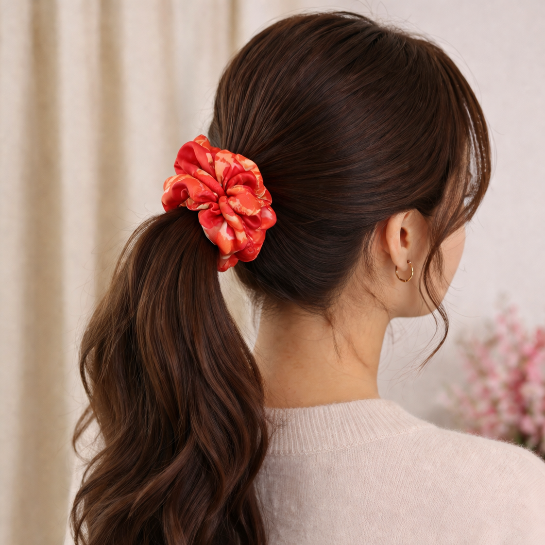 Premium Satin Scrunchie- Majenta Pink- Medium Fluff