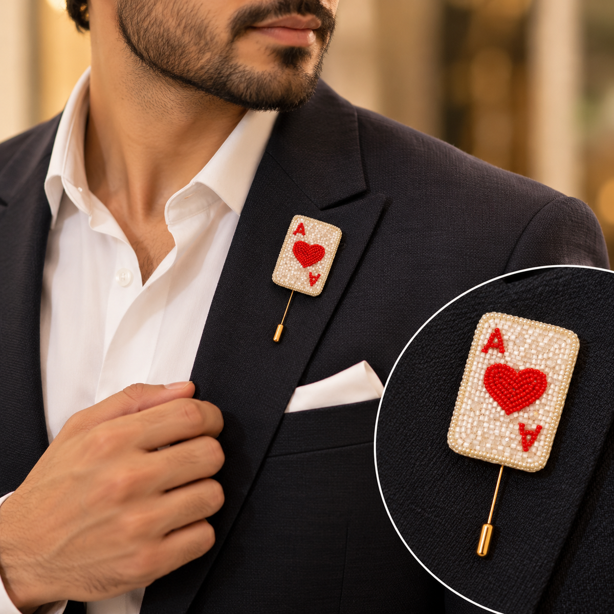 Handcrafted Beaded Flower Lapel Pin – Elegant Brooch for Men & Women