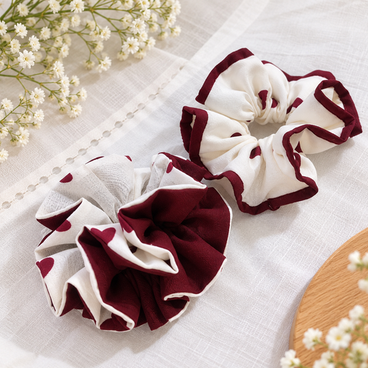 Sweetheart Swirl Collection – XL Cotton Scrunchie (Set of 2)