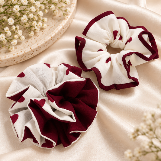 Sweetheart Swirl Collection – XL Cotton Scrunchie (Set of 2)